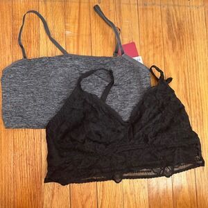 Set of 2 Size Large Bralettes Black Grey‎